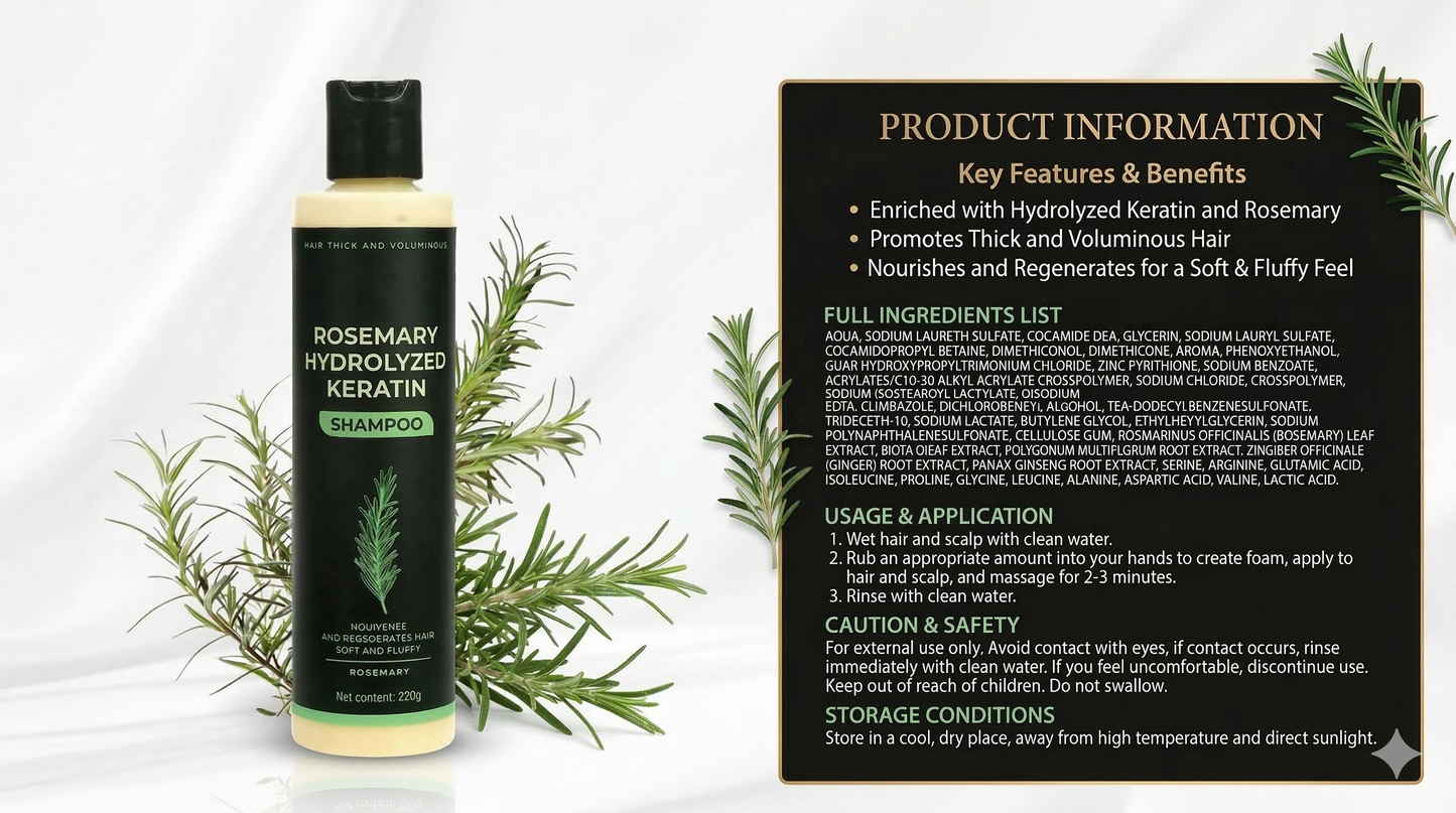 Champú orgánico de romero para el crecimiento del cabello